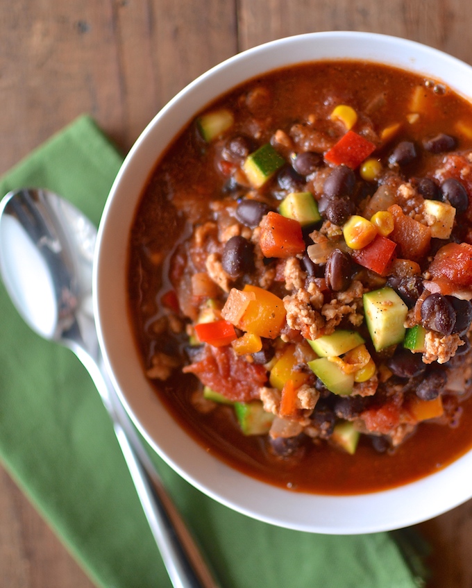 Kicked Up Black Bean Turkey Chili