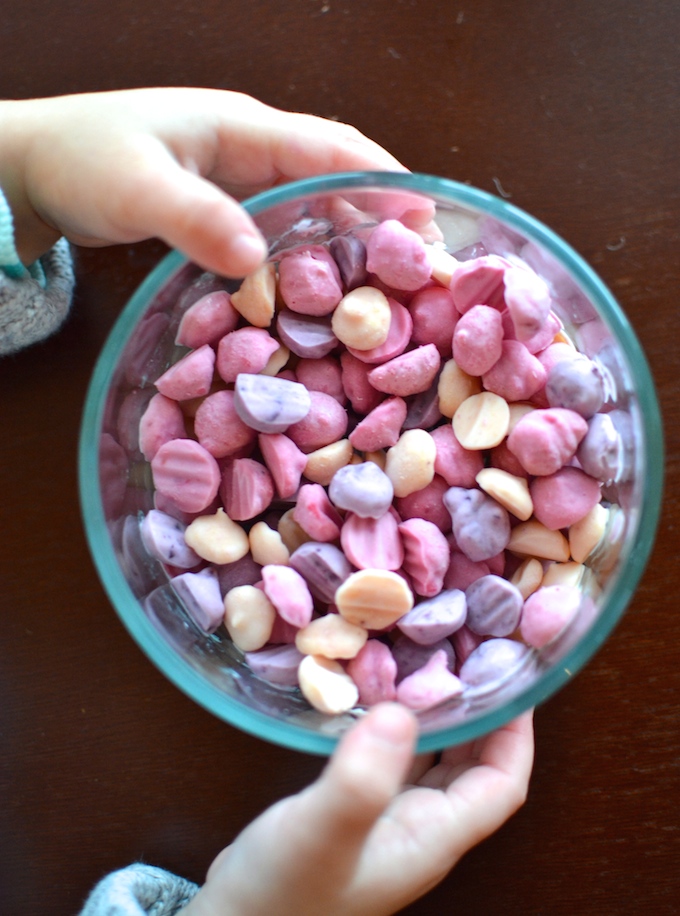 Frozen Yogurt Drops - A two-ingredient, real-food snack recipe made BY and FOR kids! Whole milk yogurt and fruit puree, that's it! ~sweetpeasandabcs.com