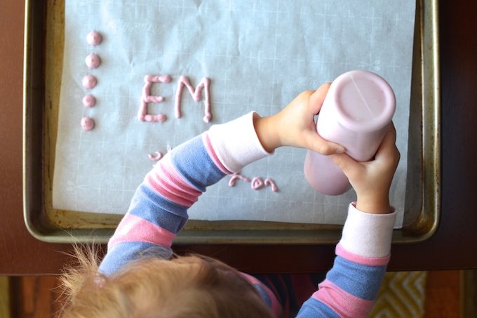 Making Frozen Yogurt Drops - A two-ingredient, real-food snack recipe made BY and FOR kids! ~sweetpeasandabcs.com