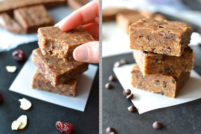 Homemade Larabars: Two Ways - A chewy, sweet and easy-to-make snack made with REAL ingredients like dates, nuts and and nut butters. ~ sweetpeasandabcs.com