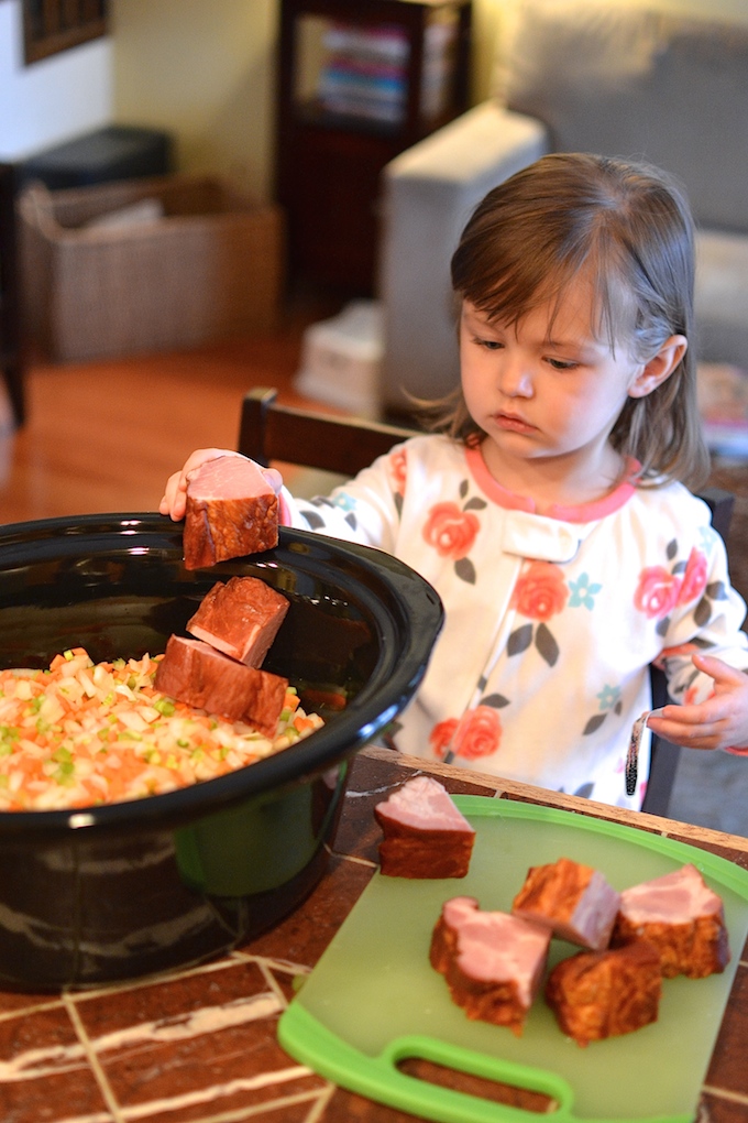 Making Slow Cooker Split Pea Soup