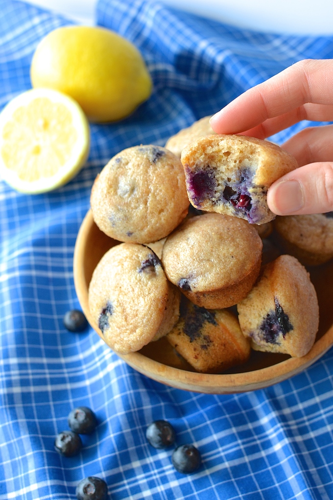 Lemon Blueberry Muffins (Egg-Free) - Studded with fresh blueberries and flecked with lemon zest, these Lemon Blueberry Muffins are fluffy, moist and egg-free! ~sweetpeasandabcs.com