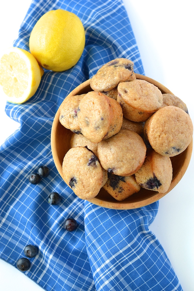 Lemon Blueberry Muffins (Egg-Free) - Studded with fresh blueberries and flecked with lemon zest, these Lemon Blueberry Muffins are fluffy, moist and egg-free! ~sweetpeasandabcs.com