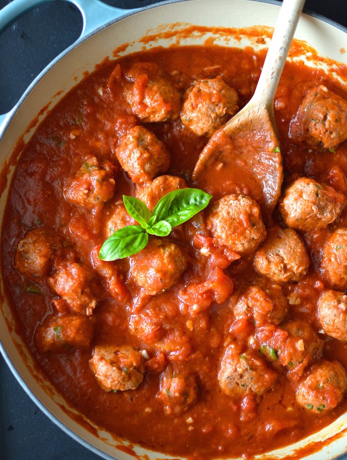 Italian Turkey Meatballs with Quick Tomato Sauce