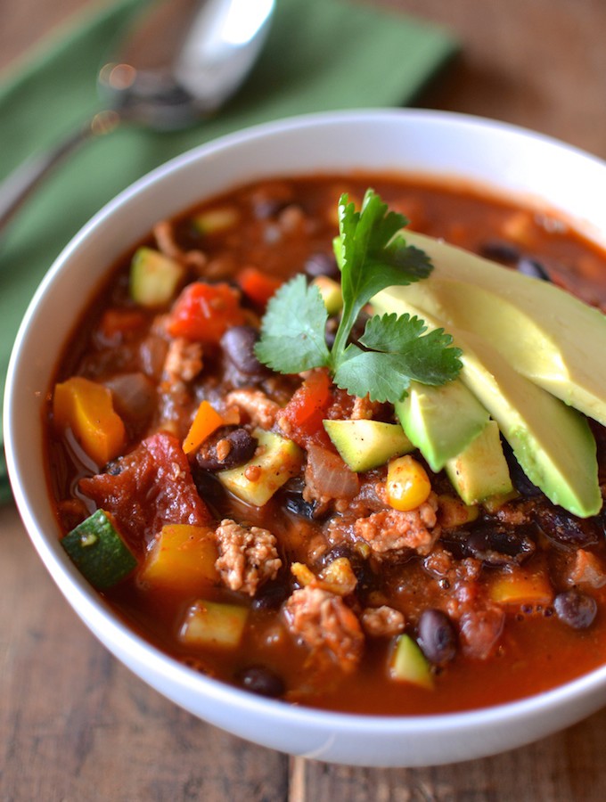 Kicked Up Black Bean Turkey Chili