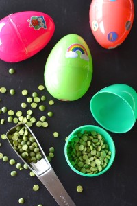 Making Music: Egg Shakers - Make your own musical egg shakers using plastic Easter eggs and split peas! ~sweetpeasandabcs.com